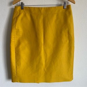 J.CREW No. 2 Pencil Skirt  Mustard Yellow Twill Stretch Cotton Skirt Sz 6